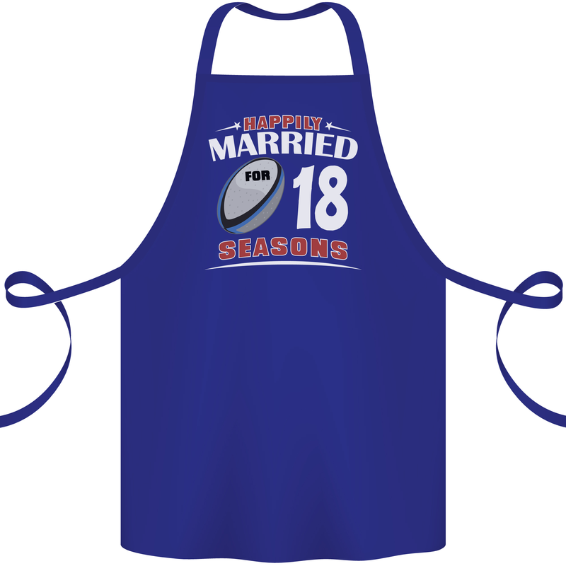 18 Year Wedding Anniversary 18th Rugby Cotton Apron 100% Organic Royal Blue