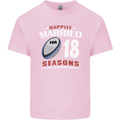 18 Year Wedding Anniversary 18th Rugby Mens Cotton T-Shirt Tee Top Light Pink