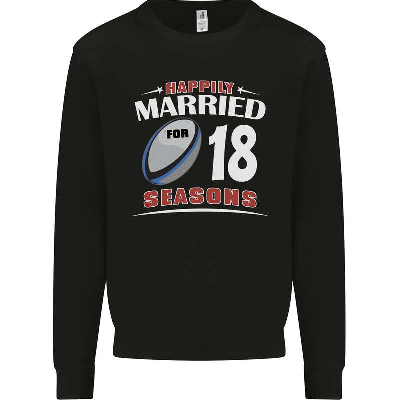 18 Year Wedding Anniversary 18th Rugby Mens Sweatshirt Jumper Black
