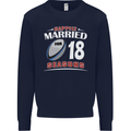 18 Year Wedding Anniversary 18th Rugby Mens Sweatshirt Jumper Navy Blue
