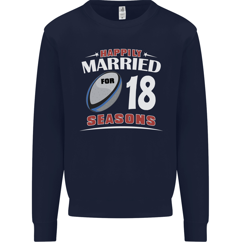 18 Year Wedding Anniversary 18th Rugby Mens Sweatshirt Jumper Navy Blue