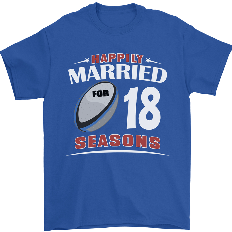 18 Year Wedding Anniversary 18th Rugby Mens T-Shirt 100% Cotton Royal Blue