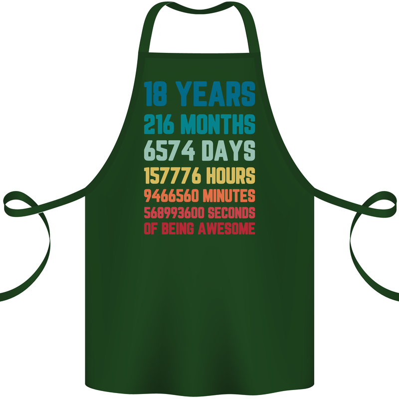 18th Birthday 18 Year Old Cotton Apron 100% Organic Forest Green