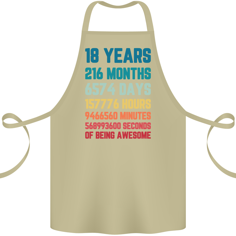 18th Birthday 18 Year Old Cotton Apron 100% Organic Khaki