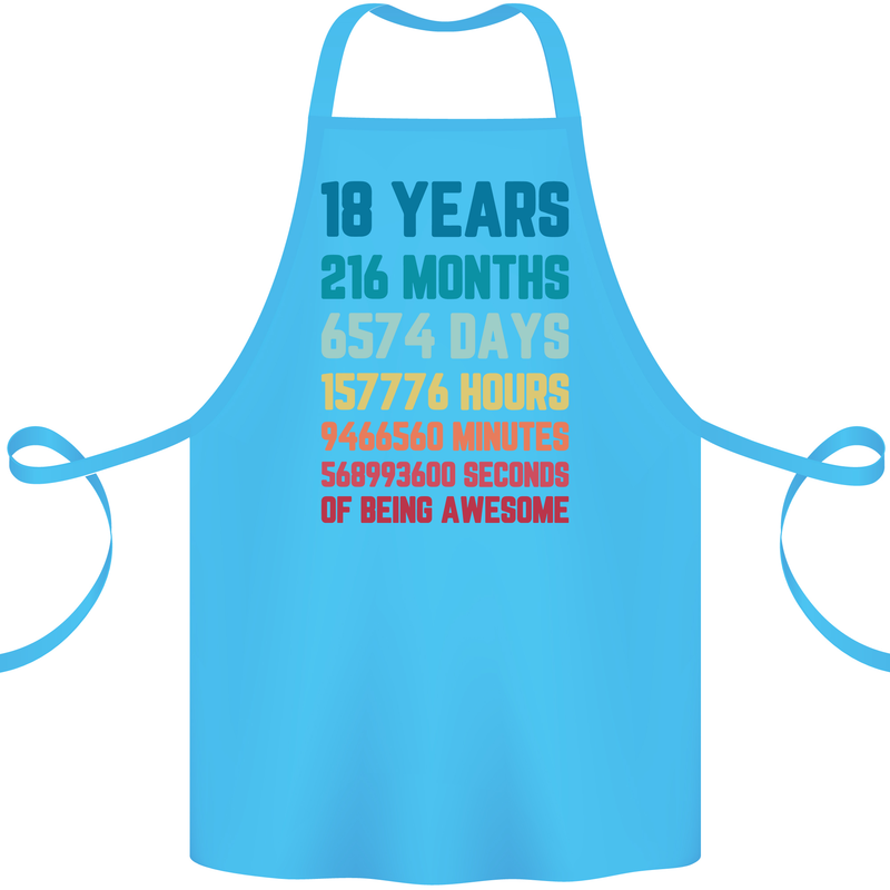 18th Birthday 18 Year Old Cotton Apron 100% Organic Turquoise
