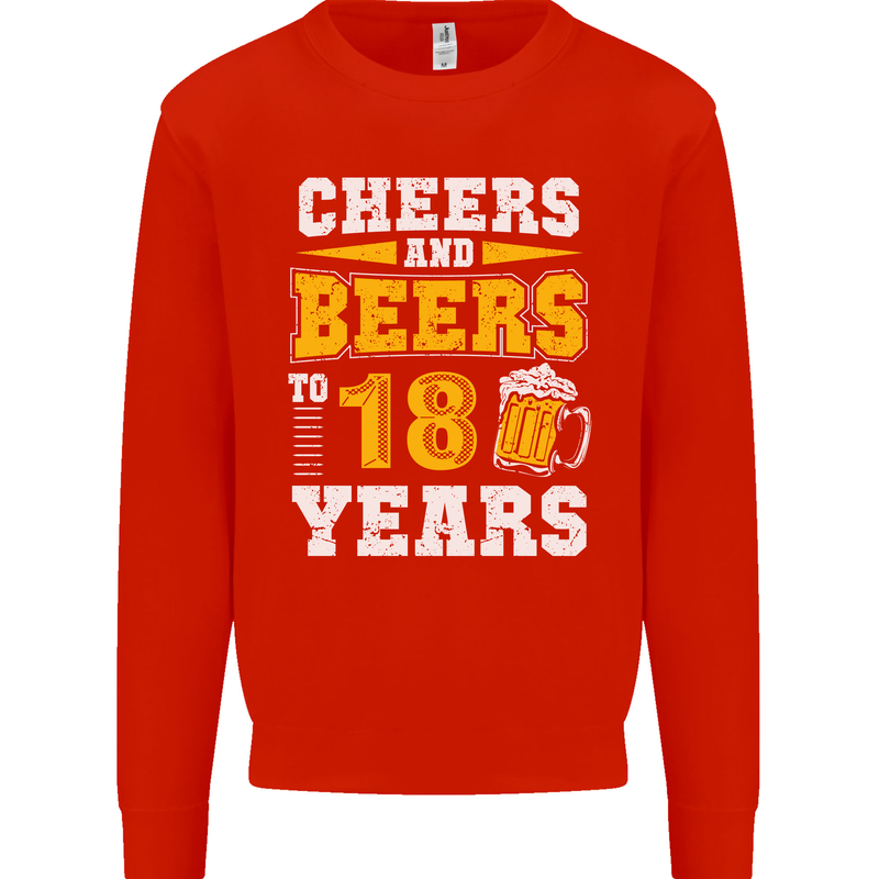 18th Birthday 18 Year Old Funny Alcohol Mens Sweatshirt Jumper Bright Red