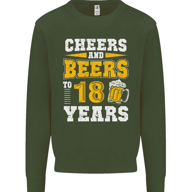 18th Birthday 18 Year Old Funny Alcohol Mens Sweatshirt Jumper Forest Green