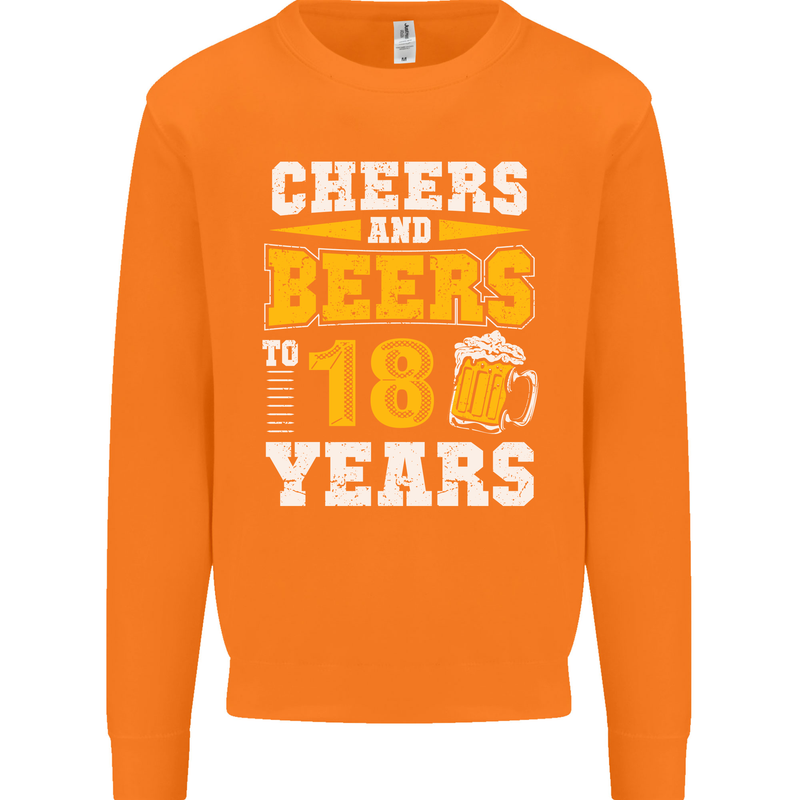 18th Birthday 18 Year Old Funny Alcohol Mens Sweatshirt Jumper Orange