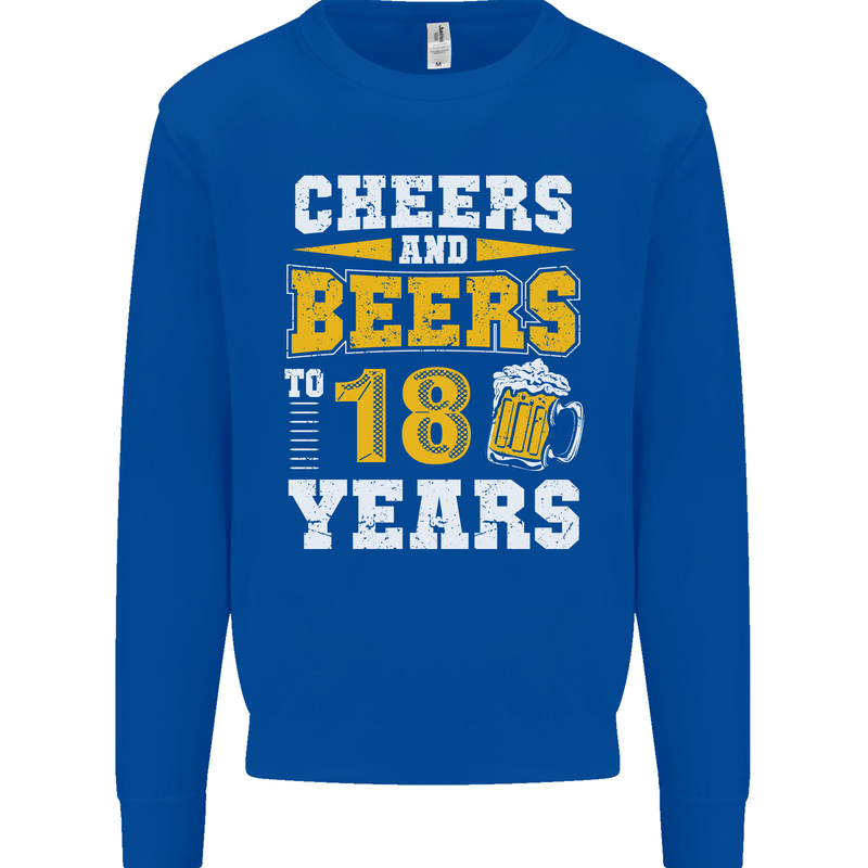 18th Birthday 18 Year Old Funny Alcohol Mens Sweatshirt Jumper Royal Blue