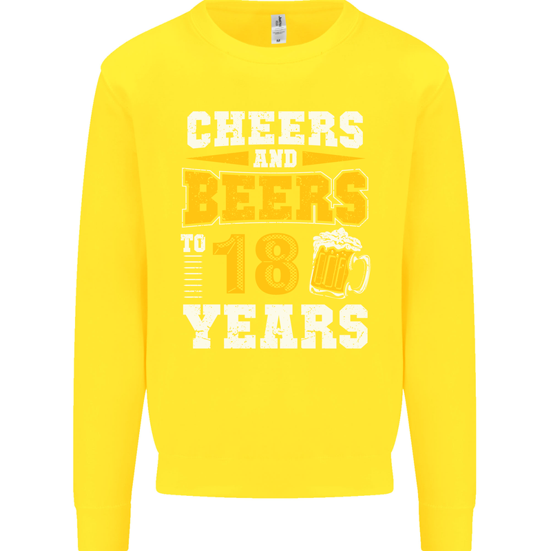 18th Birthday 18 Year Old Funny Alcohol Mens Sweatshirt Jumper Yellow