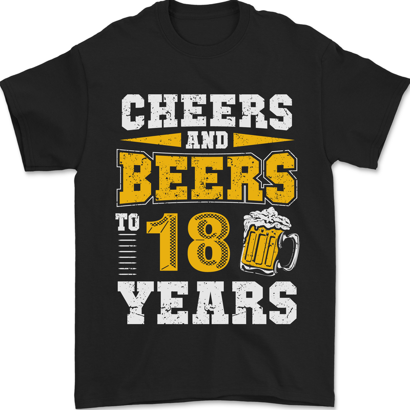 18th Birthday 18 Year Old Funny Alcohol Mens T-Shirt 100% Cotton Black