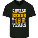 18th Birthday 18 Year Old Funny Alcohol Mens V-Neck Cotton T-Shirt Black