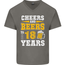 18th Birthday 18 Year Old Funny Alcohol Mens V-Neck Cotton T-Shirt Charcoal
