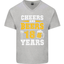 18th Birthday 18 Year Old Funny Alcohol Mens V-Neck Cotton T-Shirt Sports Grey