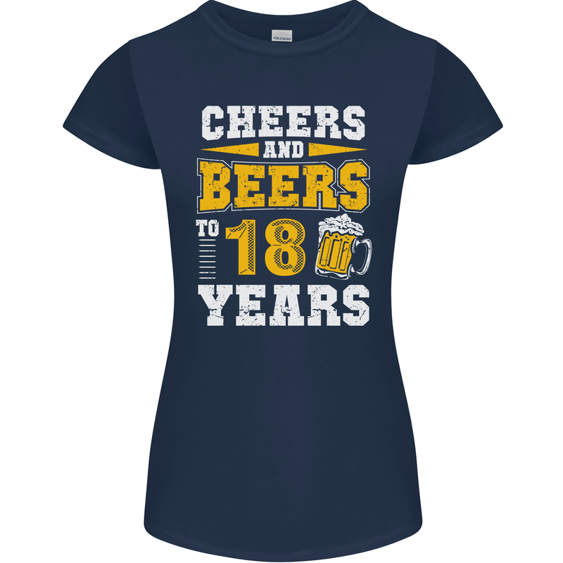 18th Birthday 18 Year Old Funny Alcohol Womens Petite Cut T-Shirt Navy Blue