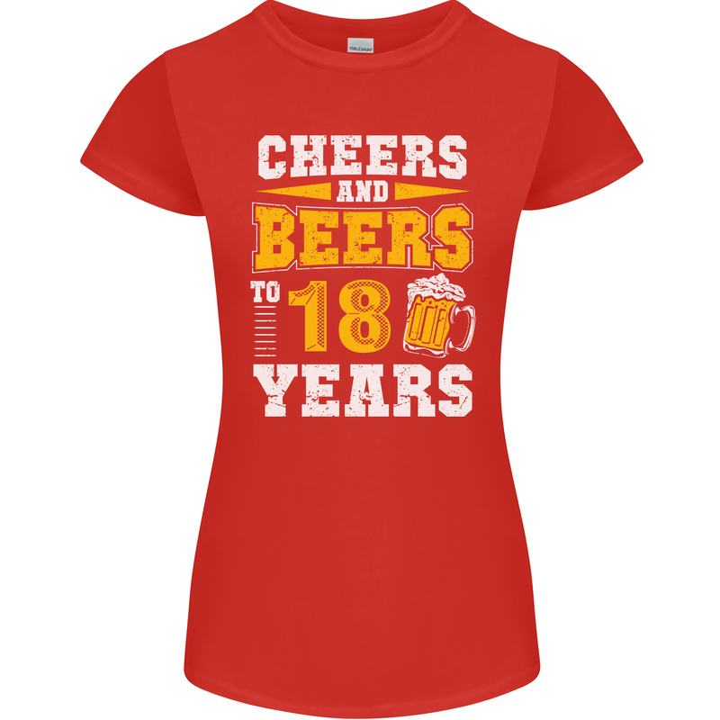 18th Birthday 18 Year Old Funny Alcohol Womens Petite Cut T-Shirt Red