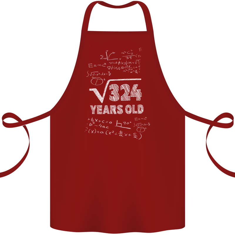 18th Birthday 18 Year Old Geek Funny Maths Cotton Apron 100% Organic Maroon