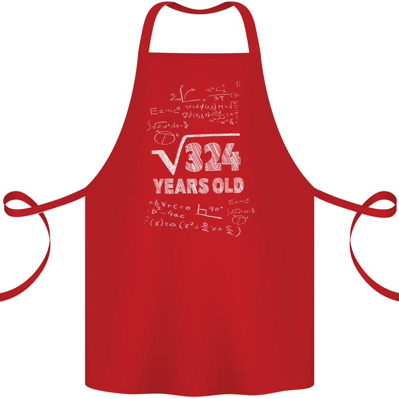 18th Birthday 18 Year Old Geek Funny Maths Cotton Apron 100% Organic Red