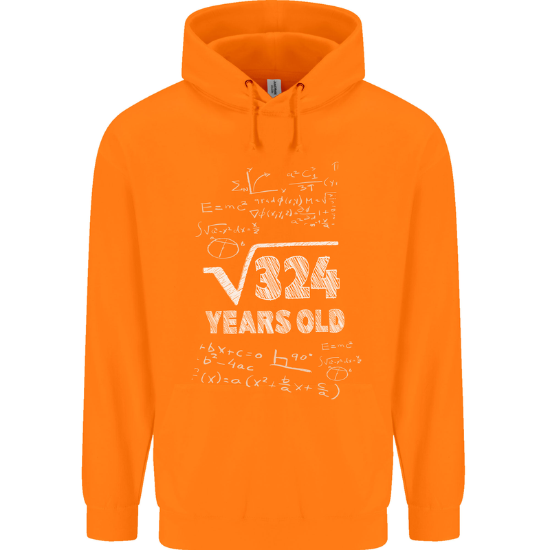 18th Birthday 18 Year Old Geek Funny Maths Mens 80% Cotton Hoodie Orange