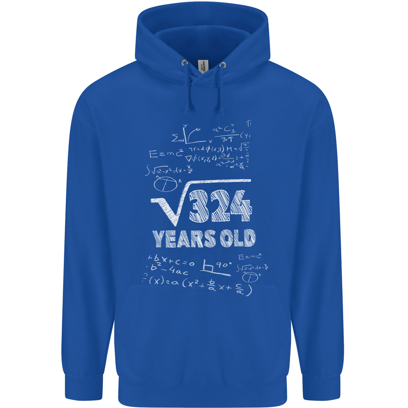 18th Birthday 18 Year Old Geek Funny Maths Mens 80% Cotton Hoodie Royal Blue