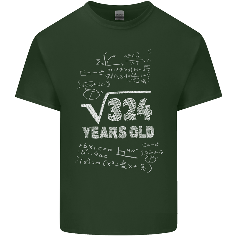 18th Birthday 18 Year Old Geek Funny Maths Mens Cotton T-Shirt Tee Top Forest Green