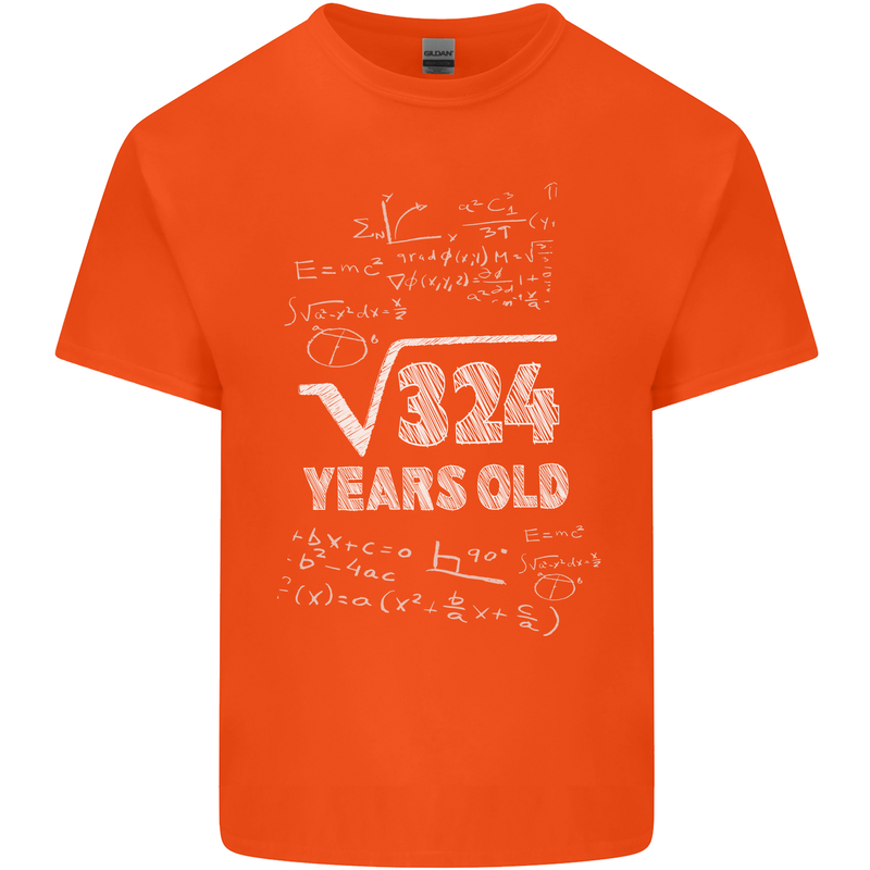 18th Birthday 18 Year Old Geek Funny Maths Mens Cotton T-Shirt Tee Top Orange