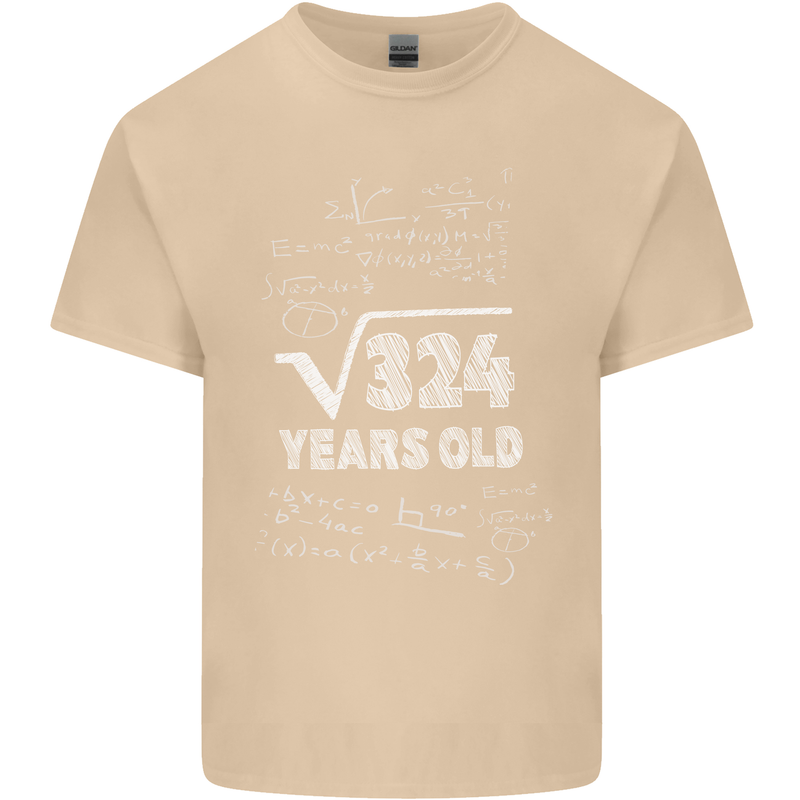 18th Birthday 18 Year Old Geek Funny Maths Mens Cotton T-Shirt Tee Top Sand