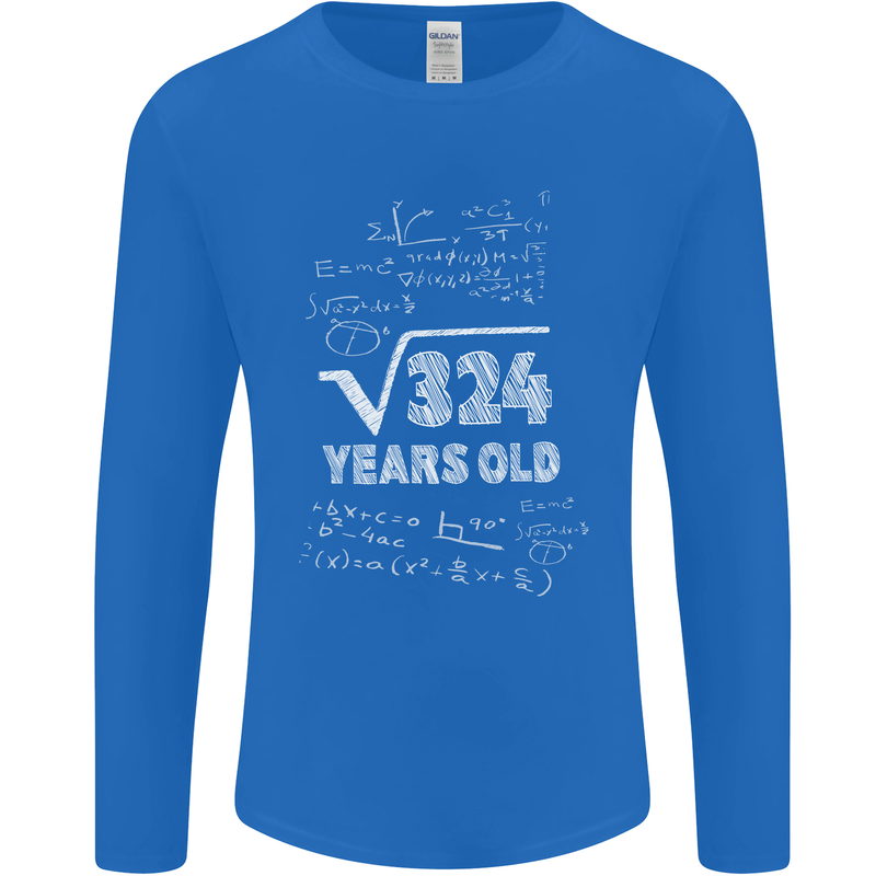 18th Birthday 18 Year Old Geek Funny Maths Mens Long Sleeve T-Shirt Royal Blue
