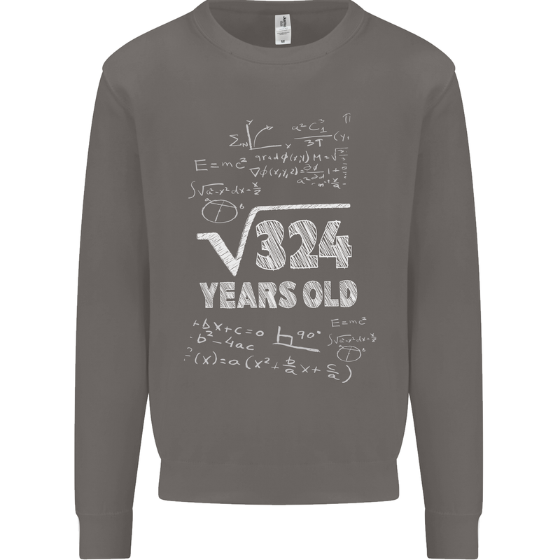 18th Birthday 18 Year Old Geek Funny Maths Mens Sweatshirt Jumper Charcoal