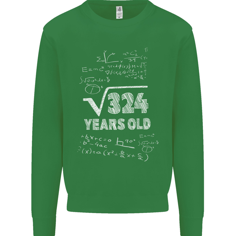18th Birthday 18 Year Old Geek Funny Maths Mens Sweatshirt Jumper Irish Green