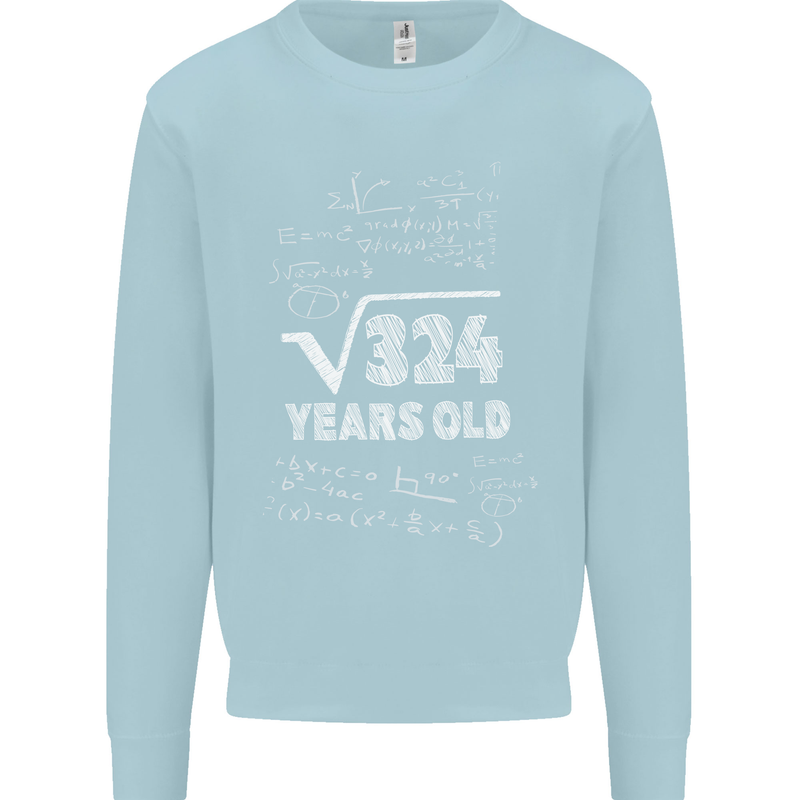 18th Birthday 18 Year Old Geek Funny Maths Mens Sweatshirt Jumper Light Blue
