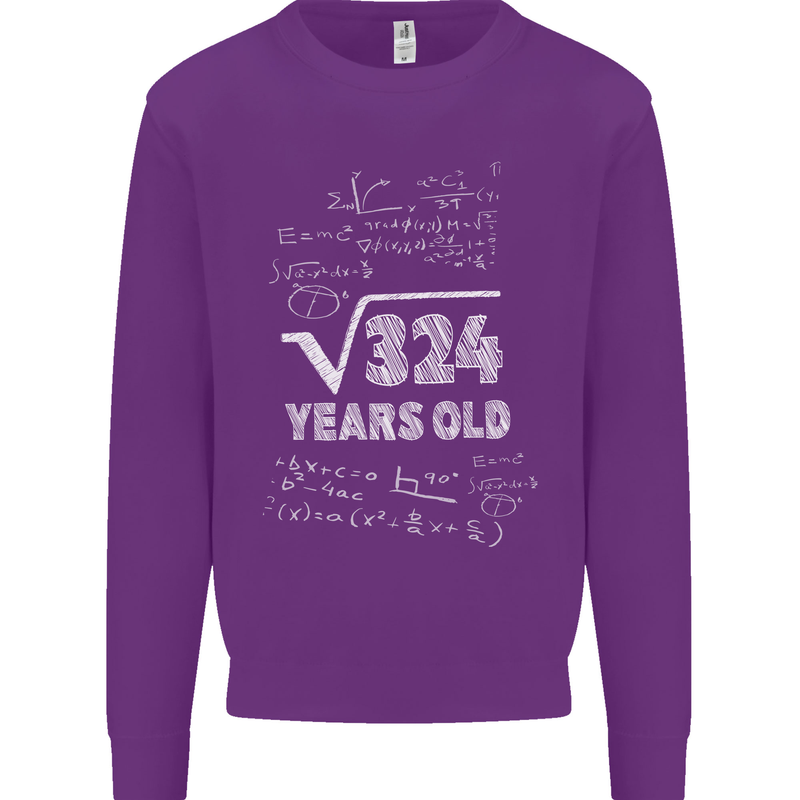 18th Birthday 18 Year Old Geek Funny Maths Mens Sweatshirt Jumper Purple