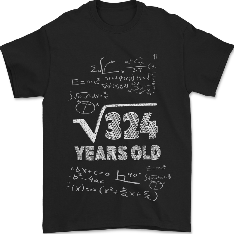 18th Birthday 18 Year Old Geek Funny Maths Mens T-Shirt 100% Cotton Black