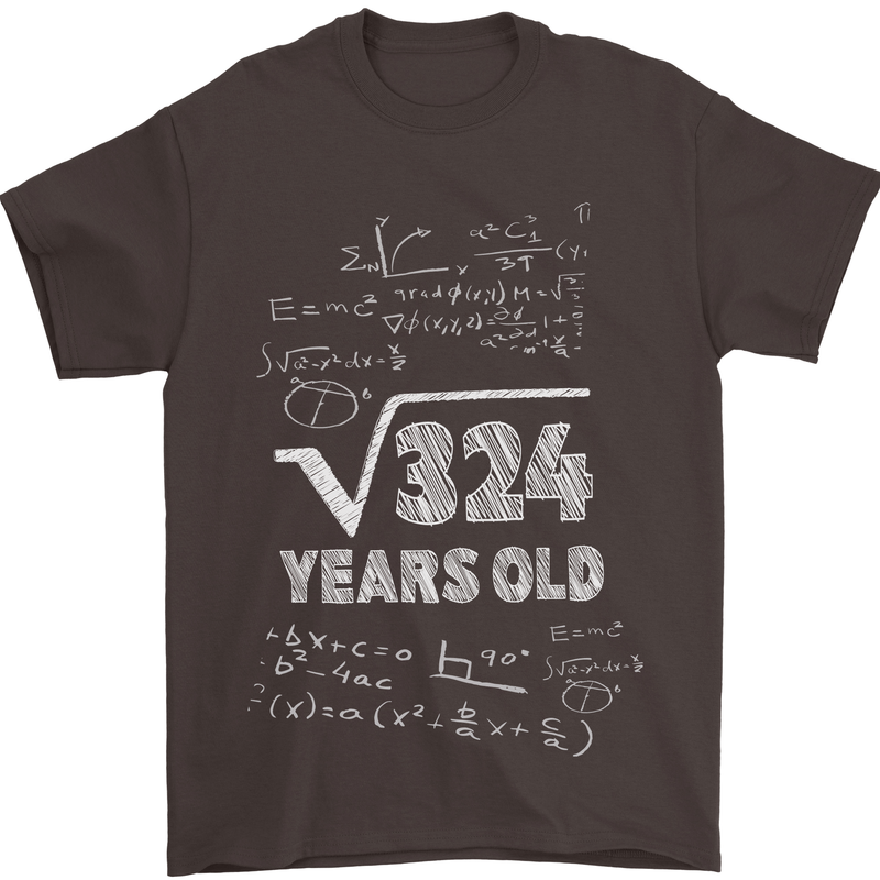 18th Birthday 18 Year Old Geek Funny Maths Mens T-Shirt 100% Cotton Dark Chocolate