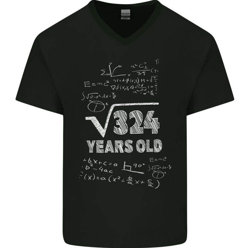 18th Birthday 18 Year Old Geek Funny Maths Mens V-Neck Cotton T-Shirt Black