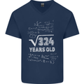 18th Birthday 18 Year Old Geek Funny Maths Mens V-Neck Cotton T-Shirt Navy Blue