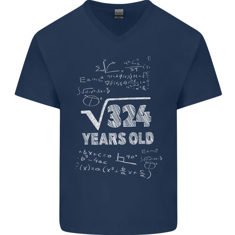 18th Birthday 18 Year Old Geek Funny Maths Mens V-Neck Cotton T-Shirt Navy Blue