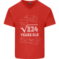 18th Birthday 18 Year Old Geek Funny Maths Mens V-Neck Cotton T-Shirt Red