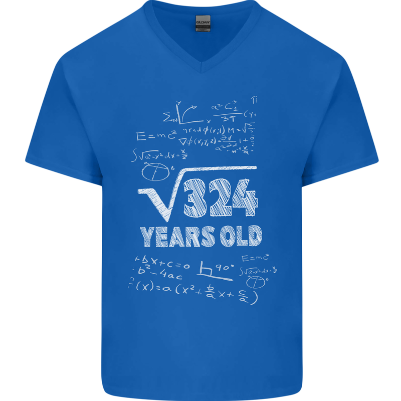 18th Birthday 18 Year Old Geek Funny Maths Mens V-Neck Cotton T-Shirt Royal Blue