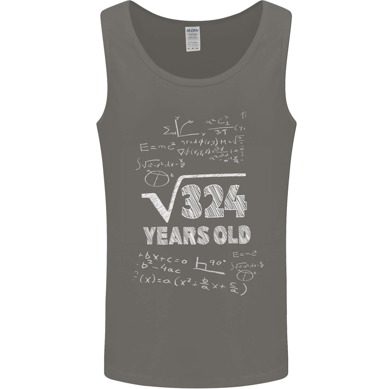 18th Birthday 18 Year Old Geek Funny Maths Mens Vest Tank Top Charcoal