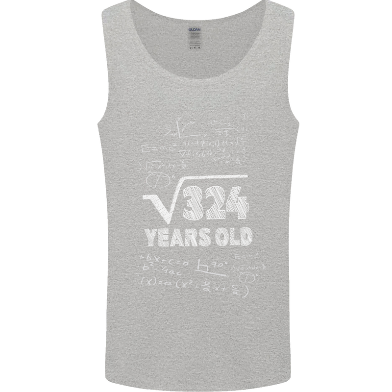 18th Birthday 18 Year Old Geek Funny Maths Mens Vest Tank Top Sports Grey