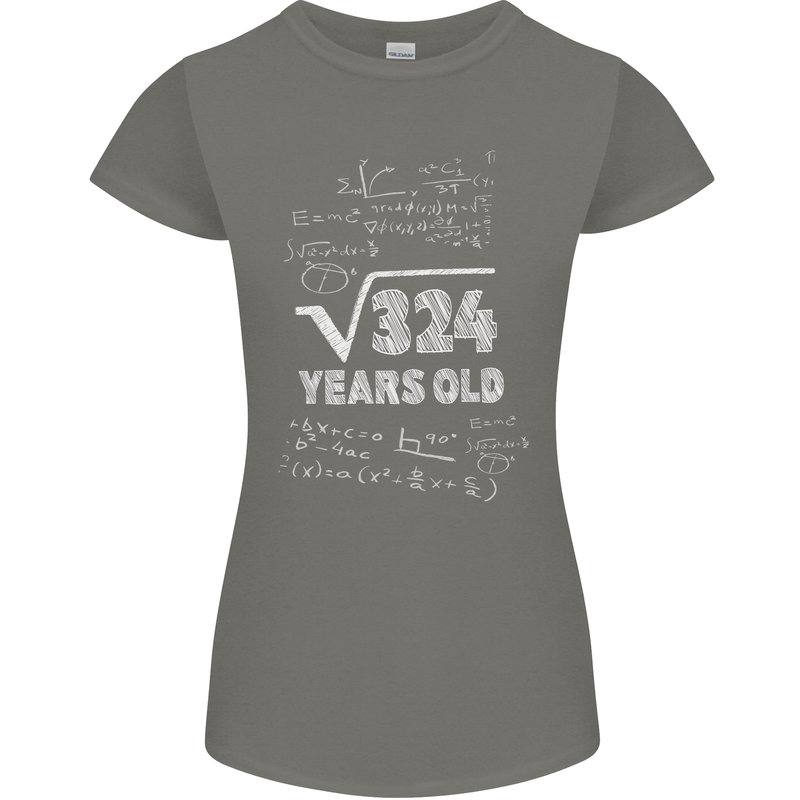 18th Birthday 18 Year Old Geek Funny Maths Womens Petite Cut T-Shirt Charcoal