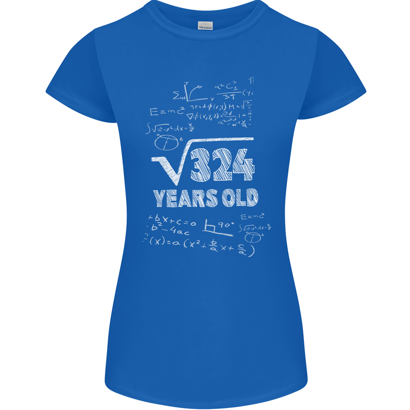 18th Birthday 18 Year Old Geek Funny Maths Womens Petite Cut T-Shirt Royal Blue