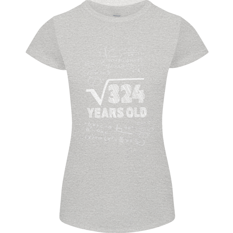 18th Birthday 18 Year Old Geek Funny Maths Womens Petite Cut T-Shirt Sports Grey