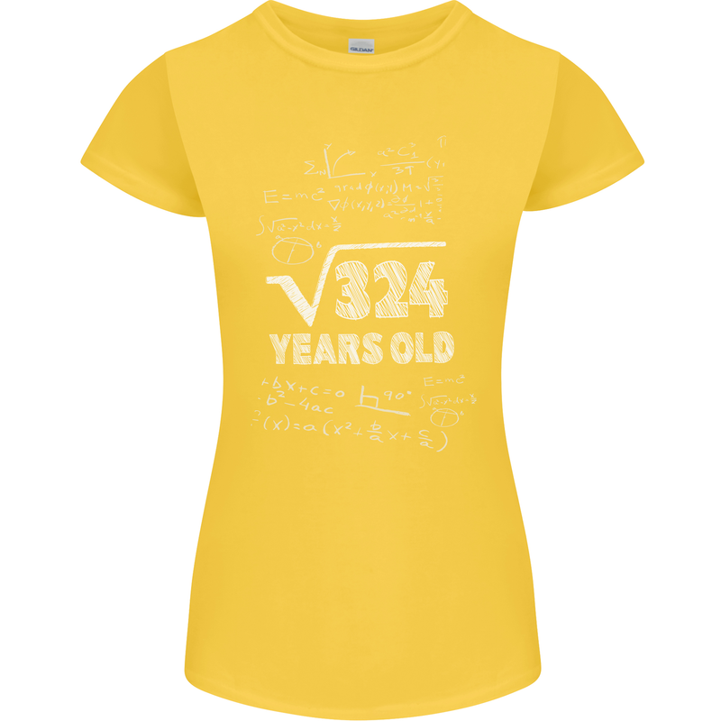 18th Birthday 18 Year Old Geek Funny Maths Womens Petite Cut T-Shirt Yellow