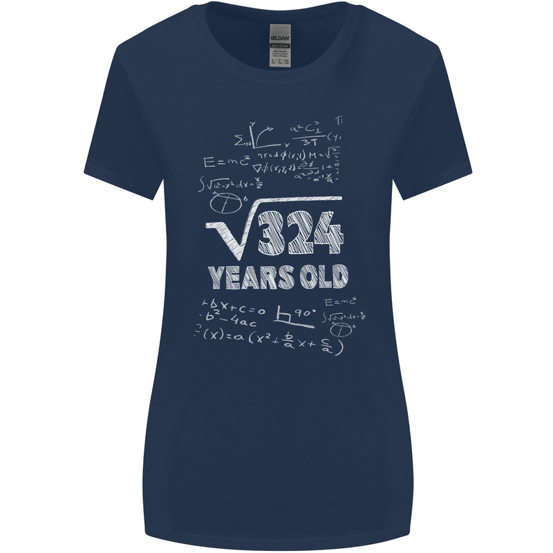 18th Birthday 18 Year Old Geek Funny Maths Womens Wider Cut T-Shirt Navy Blue