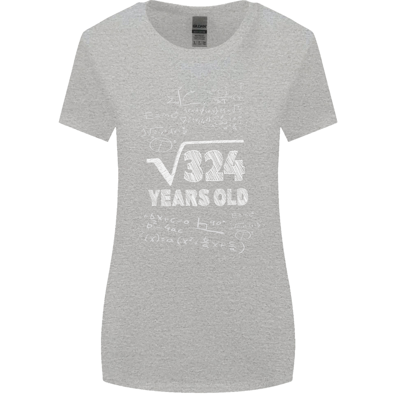 18th Birthday 18 Year Old Geek Funny Maths Womens Wider Cut T-Shirt Sports Grey