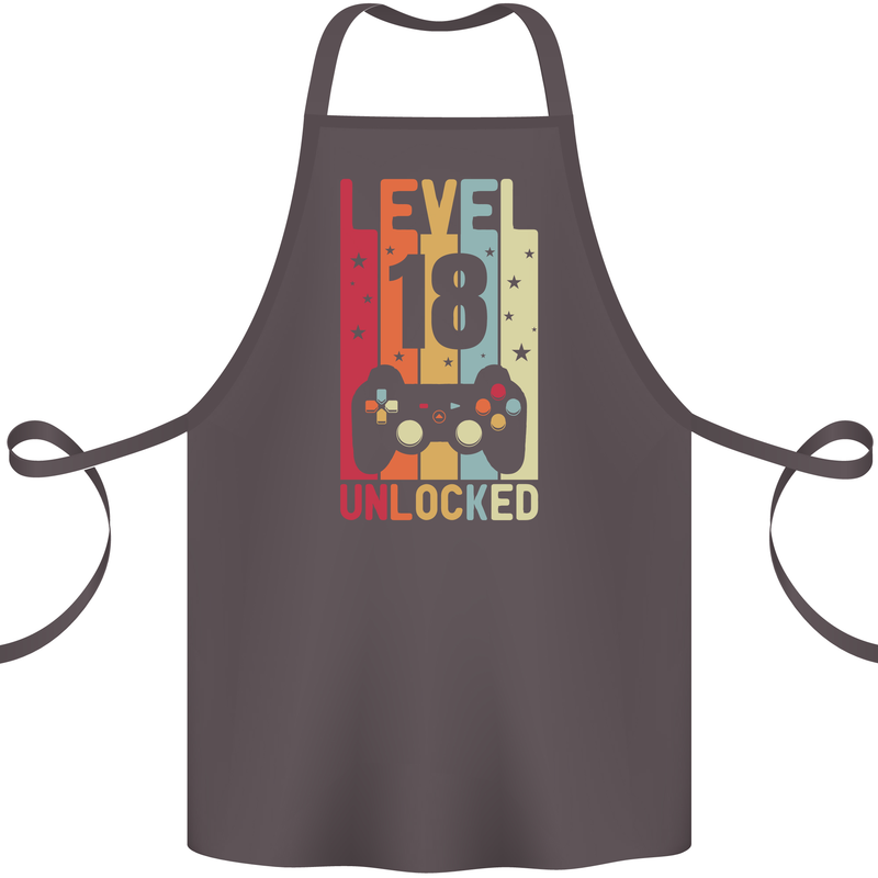 18th Birthday 18 Year Old Level Up Gamming Cotton Apron 100% Organic Dark Grey