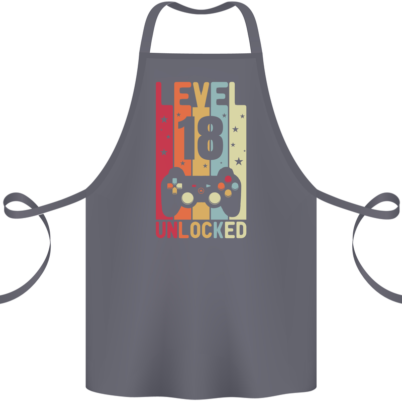 18th Birthday 18 Year Old Level Up Gamming Cotton Apron 100% Organic Steel