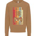 18th Birthday 18 Year Old Level Up Gamming Mens Sweatshirt Jumper Caramel Latte